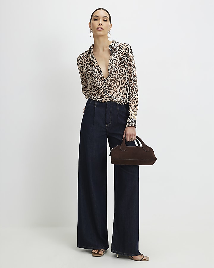 Brown Leopard Sheer Shirt