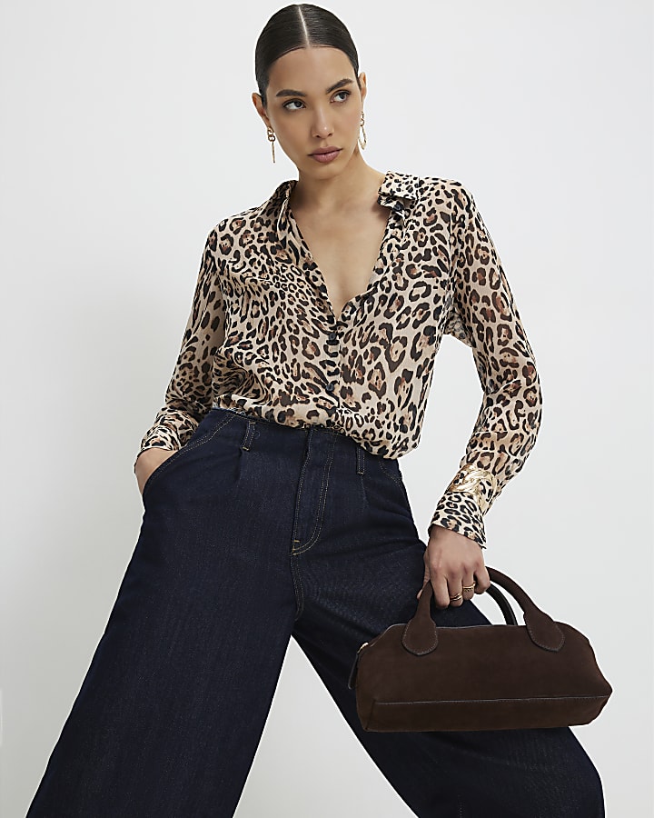 Brown Leopard Sheer Shirt