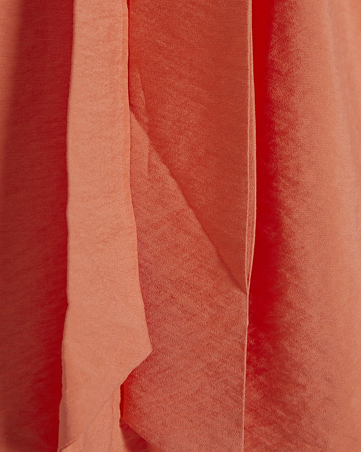 Orange Sleeveless Pussybow Blouse