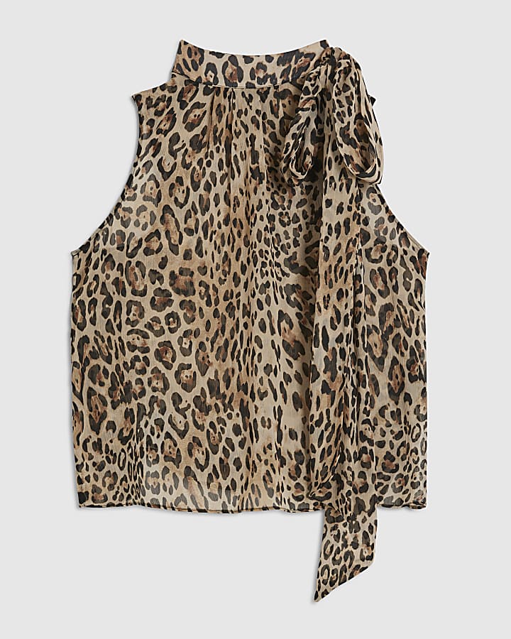 Black Leopard Pussybow Blouse