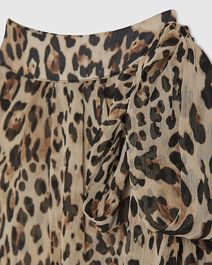 Black Leopard Pussybow Blouse