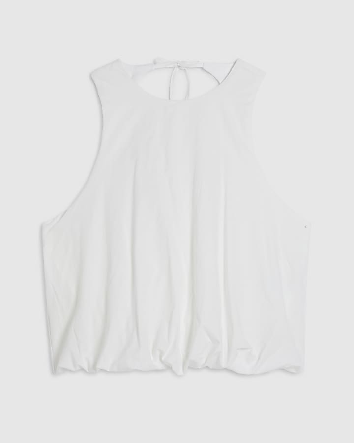 White Woven Mix Bubble Top