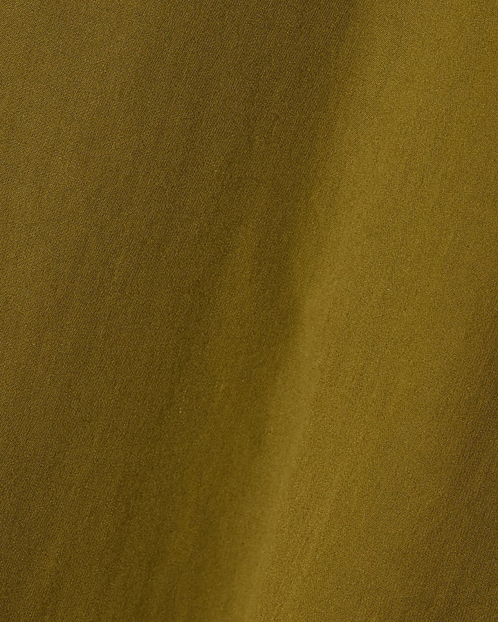 Green Cotton Sleeveless Bubble Hem Top