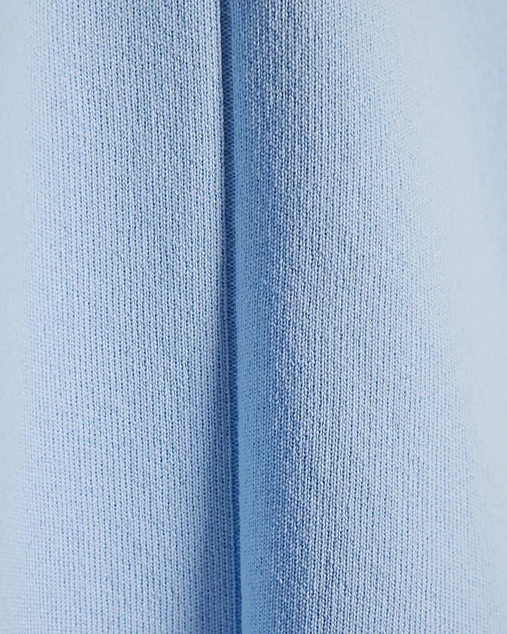 Blue Fitted Knit Sleeveless Top