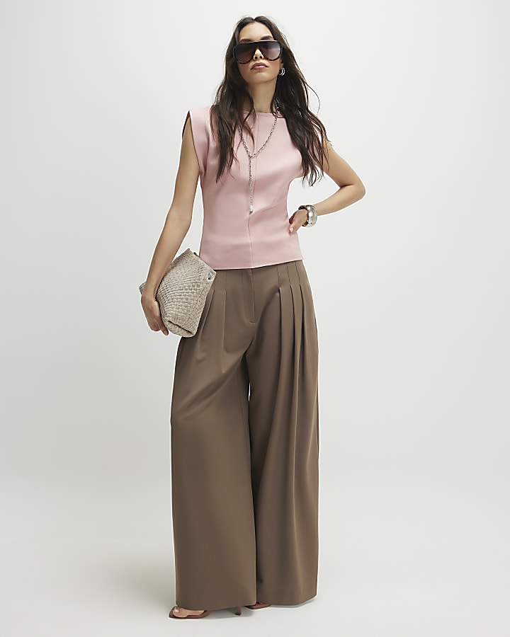 Pink Fitted Brunch Top