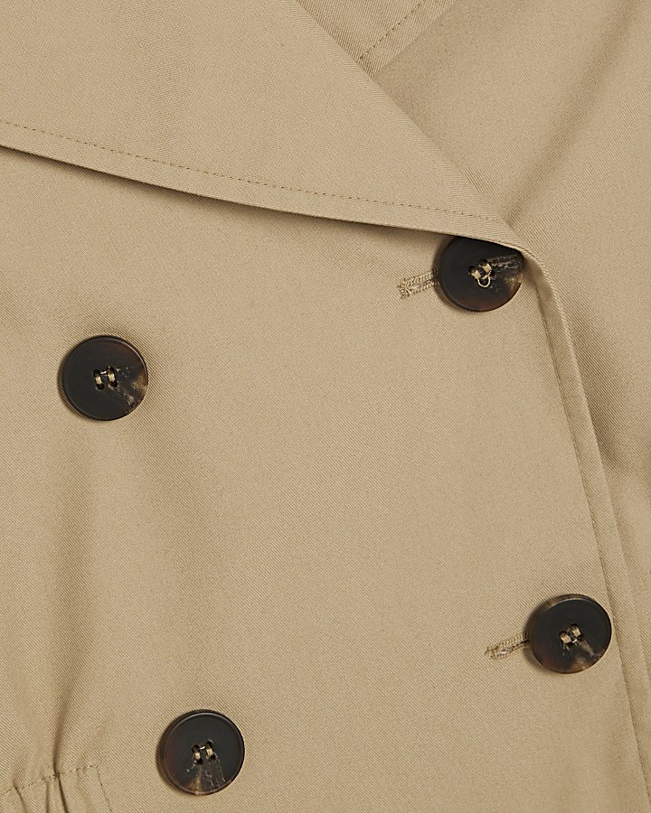 Petite Beige Waisted Trench Jacket