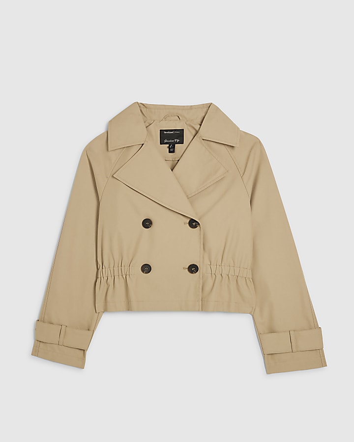 Petite Beige Waisted Trench Jacket