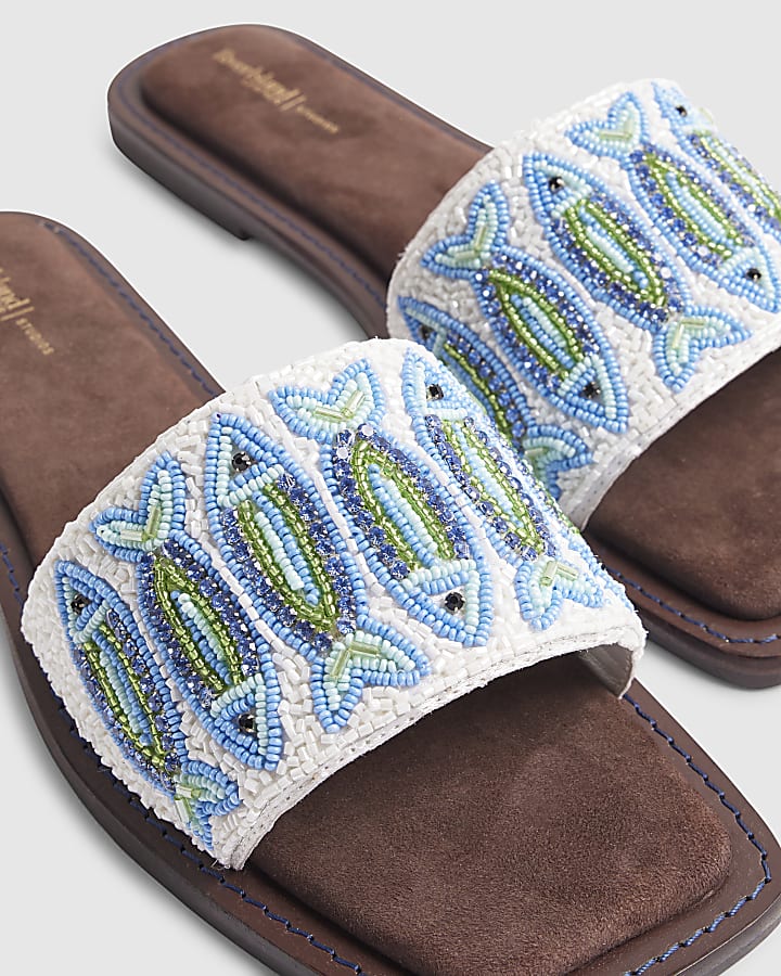Blue Beaded Fish Sandals