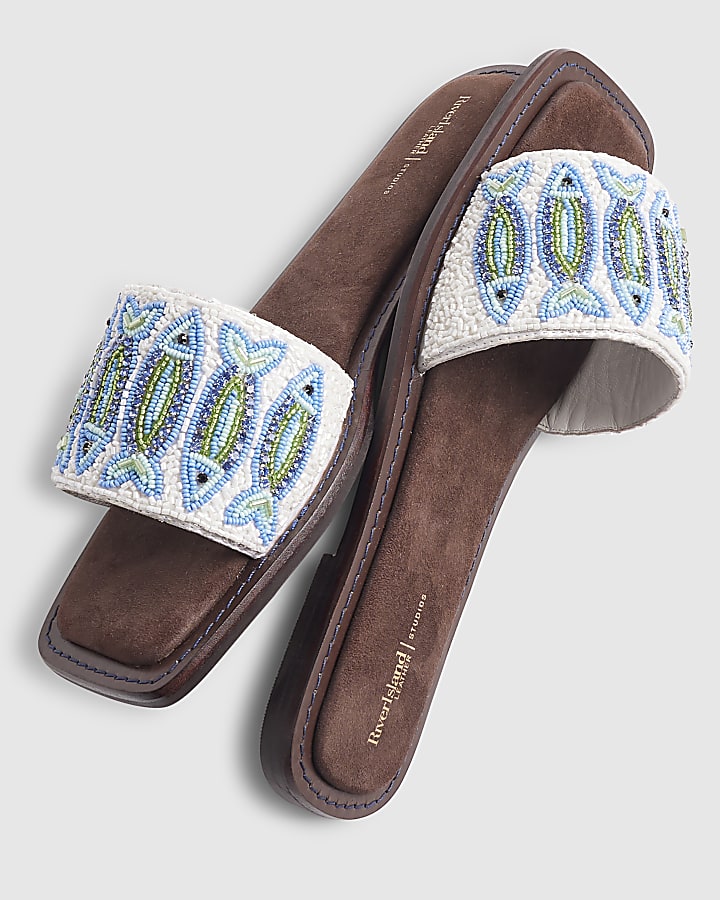 Blue Beaded Fish Sandals