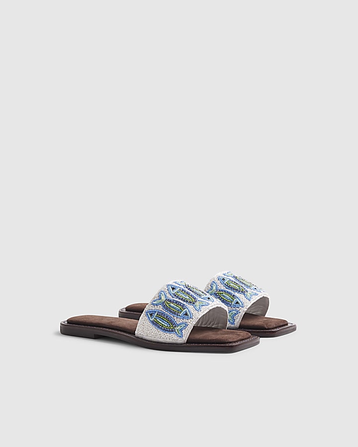 Blue Beaded Fish Sandals