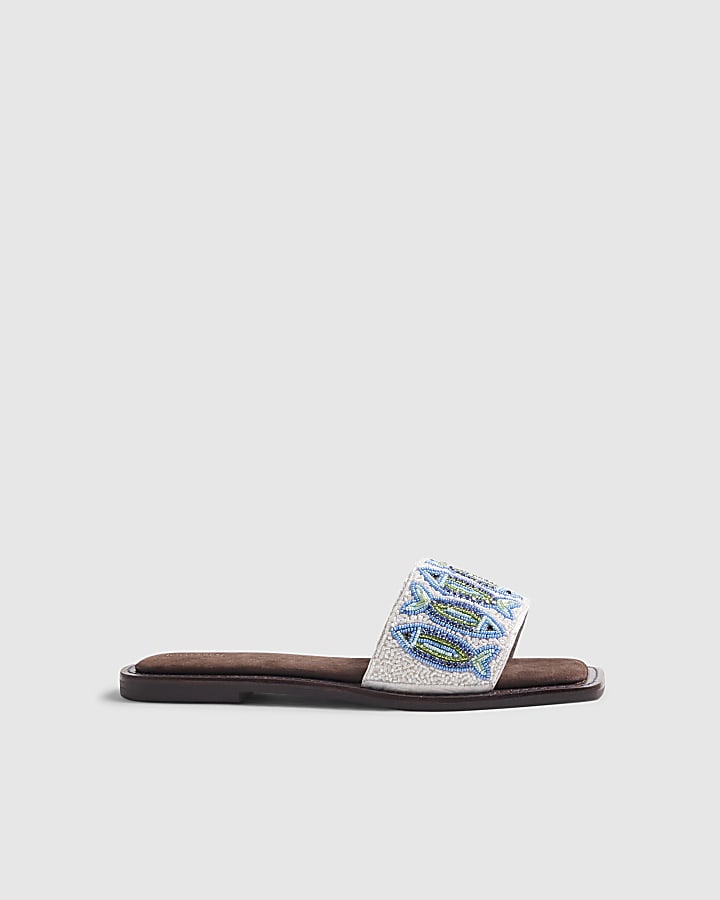 Blue Beaded Fish Sandals