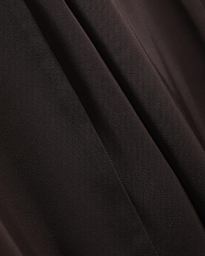 Brown Seamed Maxi Skirt