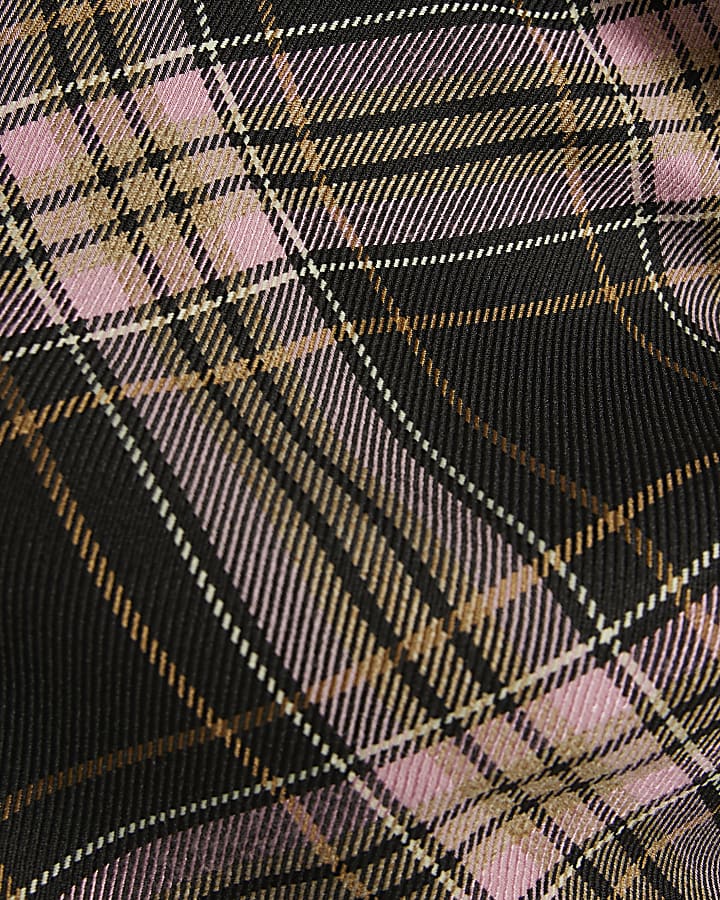 Pink Check Cowl Neck Asymmetric Midi Dress