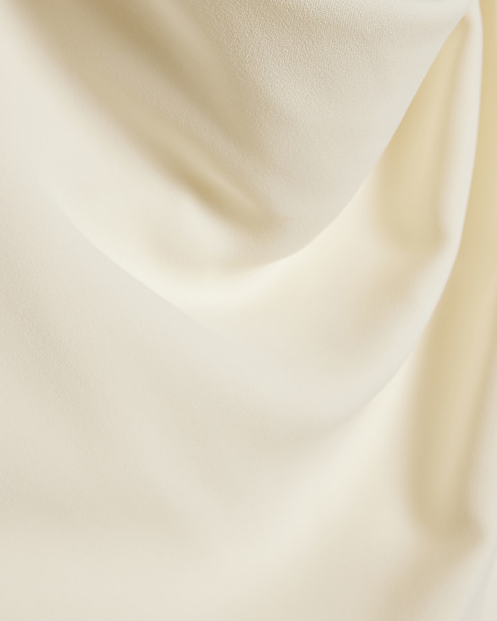 Cream Cowl Neck Asymmetric Midi dress
