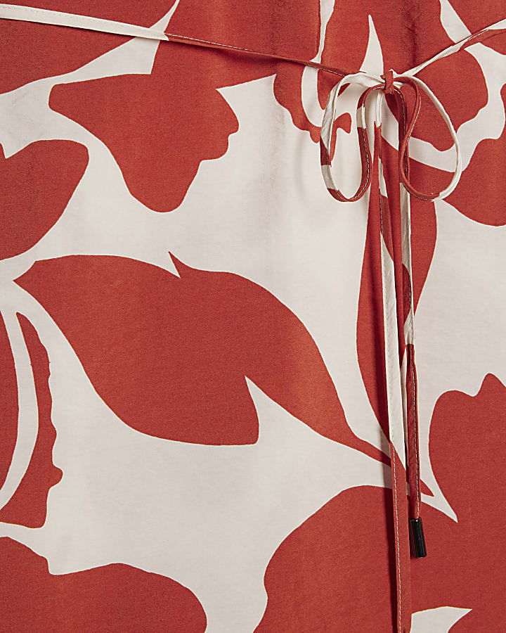 Orange Abstract Print Mini Shift Dress