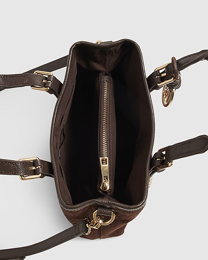 Brown Embossed Monogram Crossbody Bag