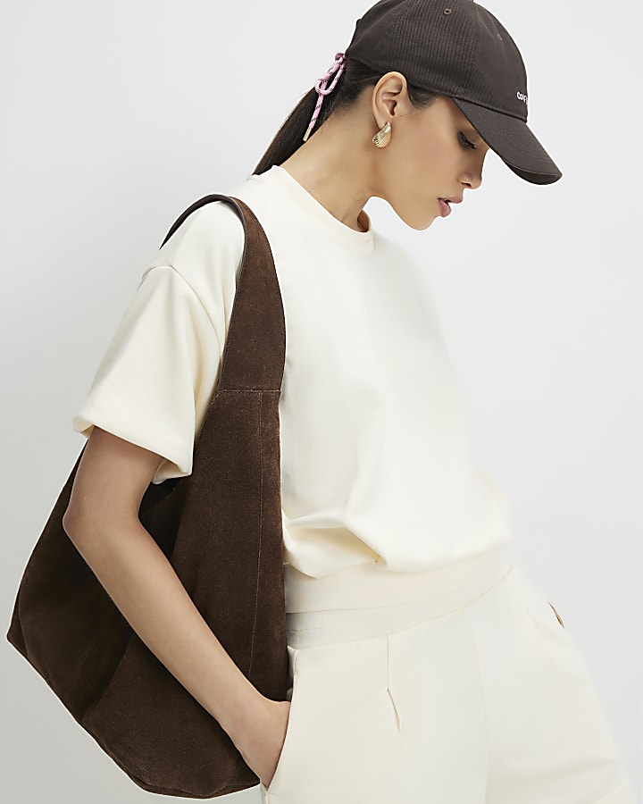 Cream Cotton blend Bubble Sweat T-shirt