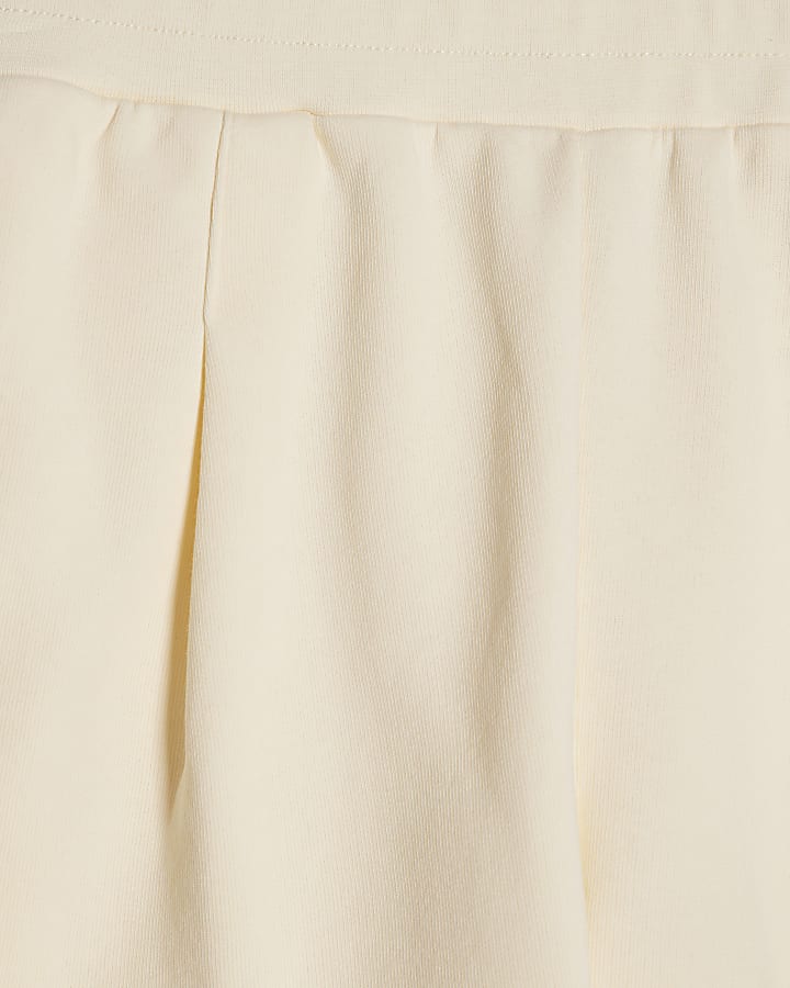 Cream Cotton blend Sweat Runner Shorts