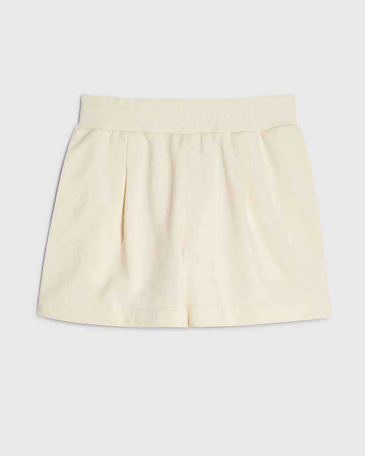 Cream Cotton blend Sweat Runner Shorts