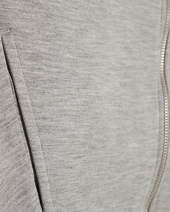 Grey Sleeveless Zip Through Interlock Top