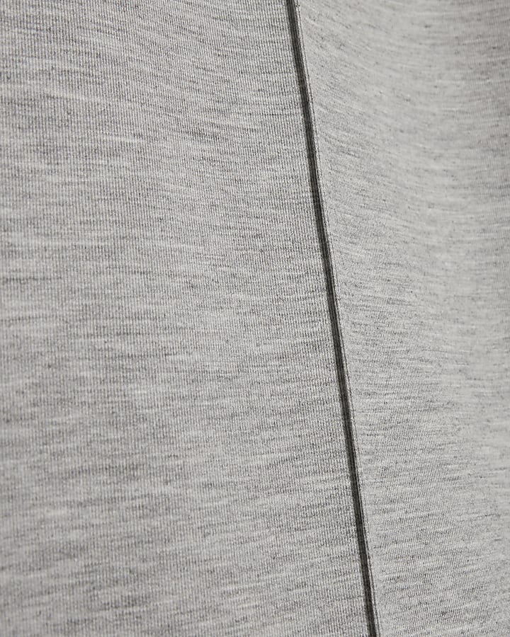 Grey Pintuck Interlock Wide Leg Joggers
