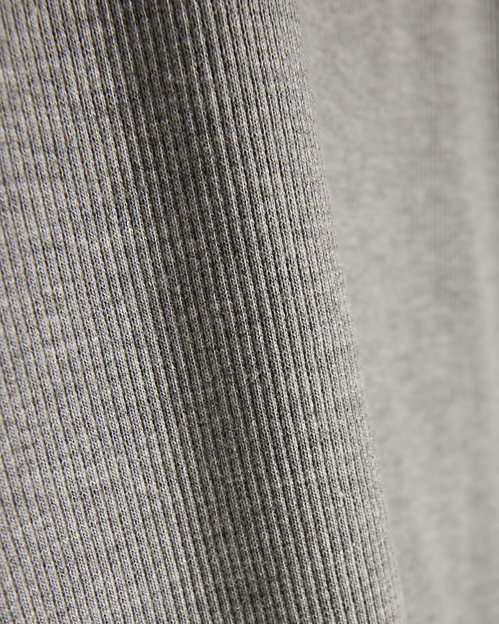 Grey Cotton Blend Ribbed Tank Top