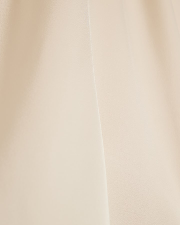 Cream Satin Angel Sleeve Twist Front Top