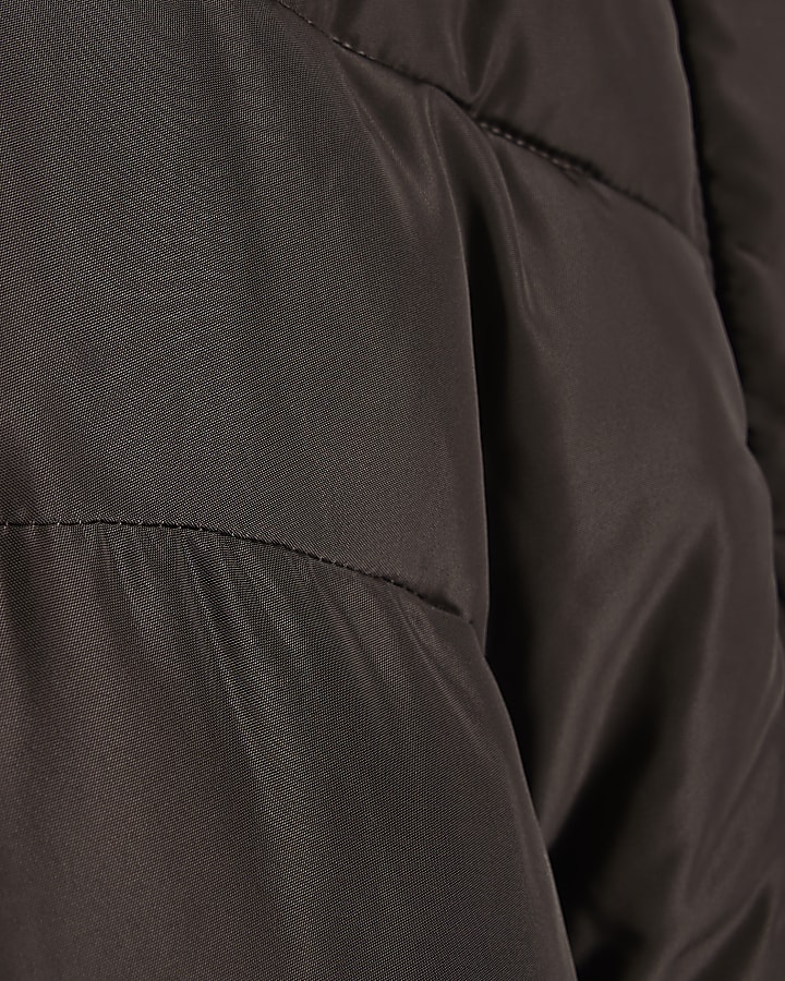 Brown Cinched Waist Padded Jacket