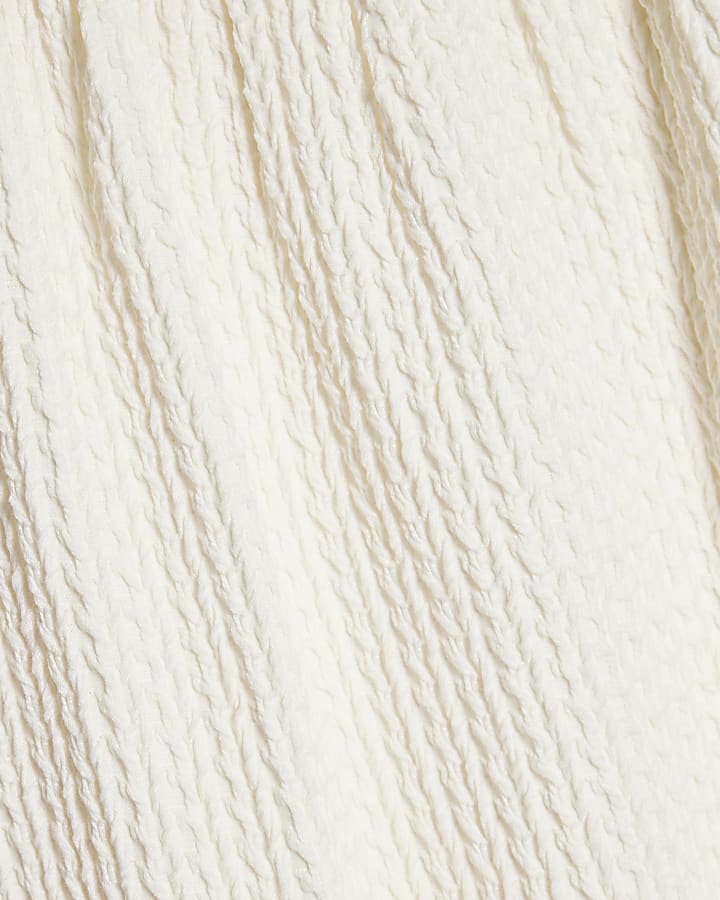 Cream Textured Bandeau Mini Dress