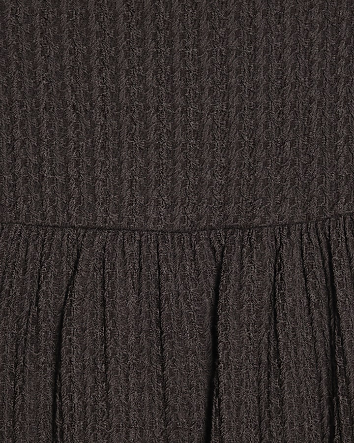 Brown Textured Bandeau Mini Dress