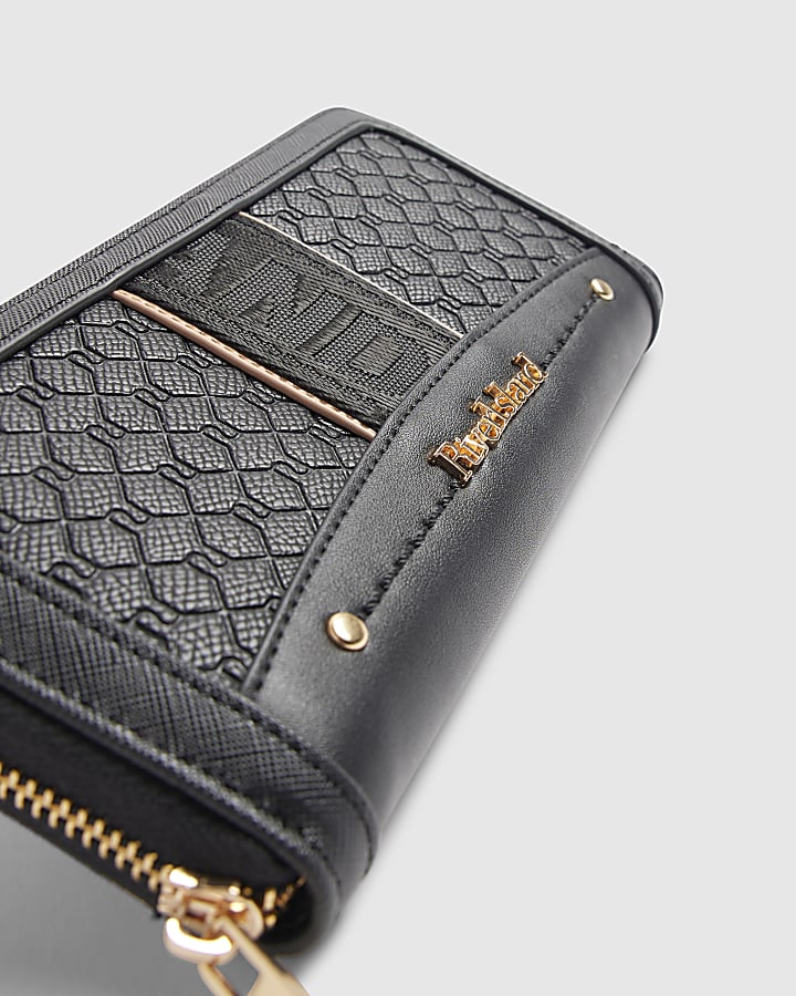 Black Embossed Monogram Webbing Purse