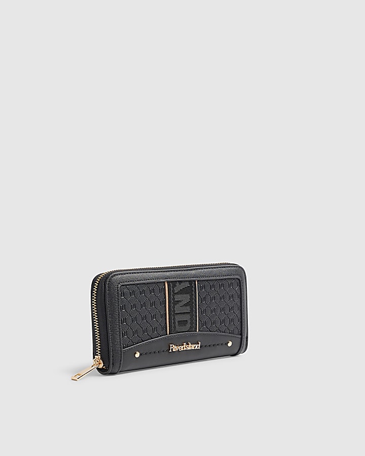 Black Embossed Monogram Webbing Purse