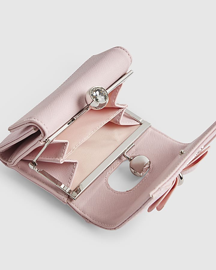 Pink Bow Front Clip Top Purse