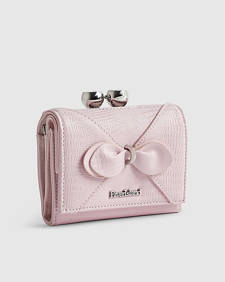 Pink Bow Front Clip Top Purse