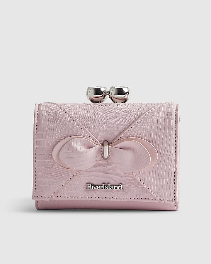 Pink Bow Front Clip Top Purse