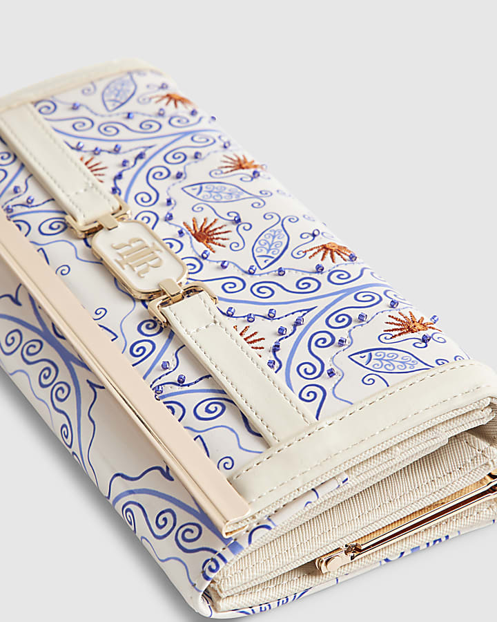 White Patent Paisley Beaded Purse