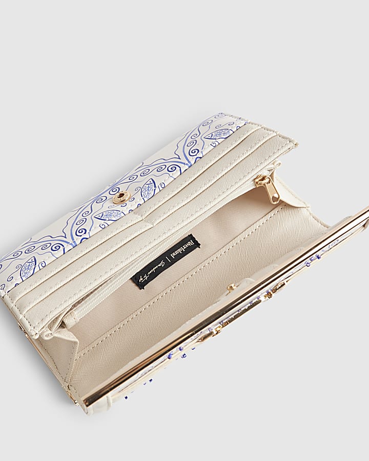 White Patent Paisley Beaded Purse