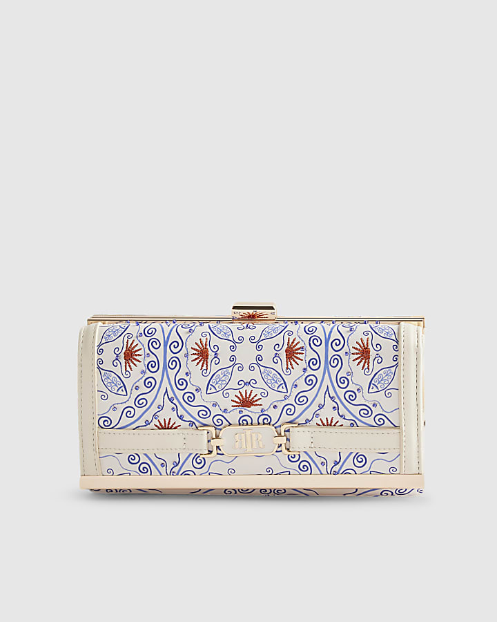 White Patent Paisley Beaded Purse