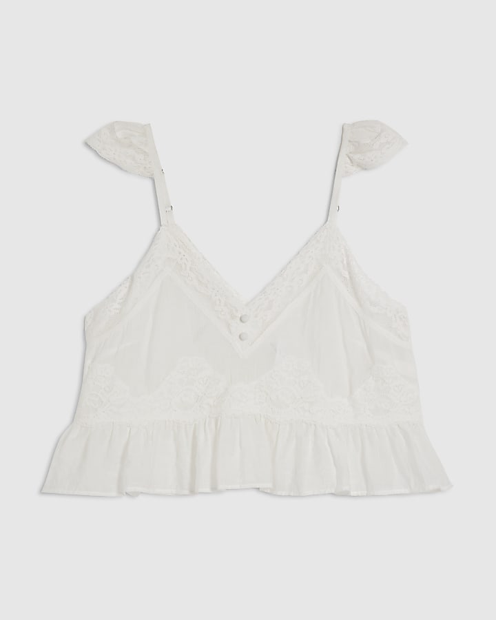 Pink Scallop Pintuck Lace Trim Cami