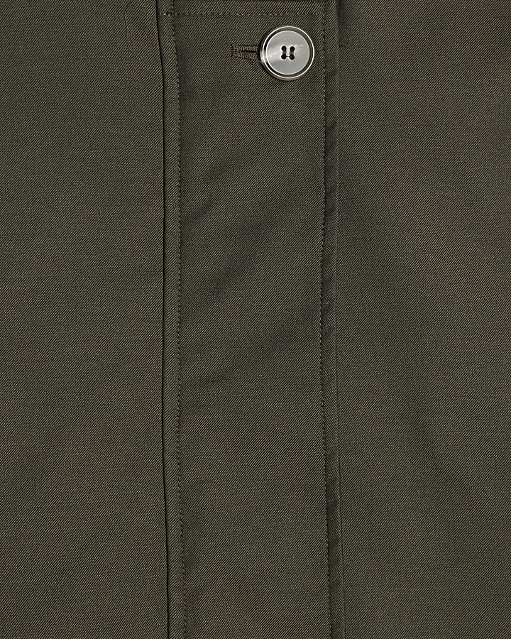 Khaki Funnel Neck Bubble Hem Bomber Jacket