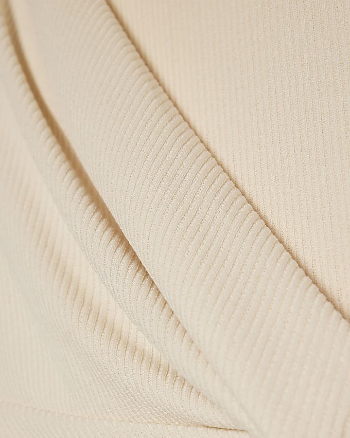 Cream Textured Knot Front Top