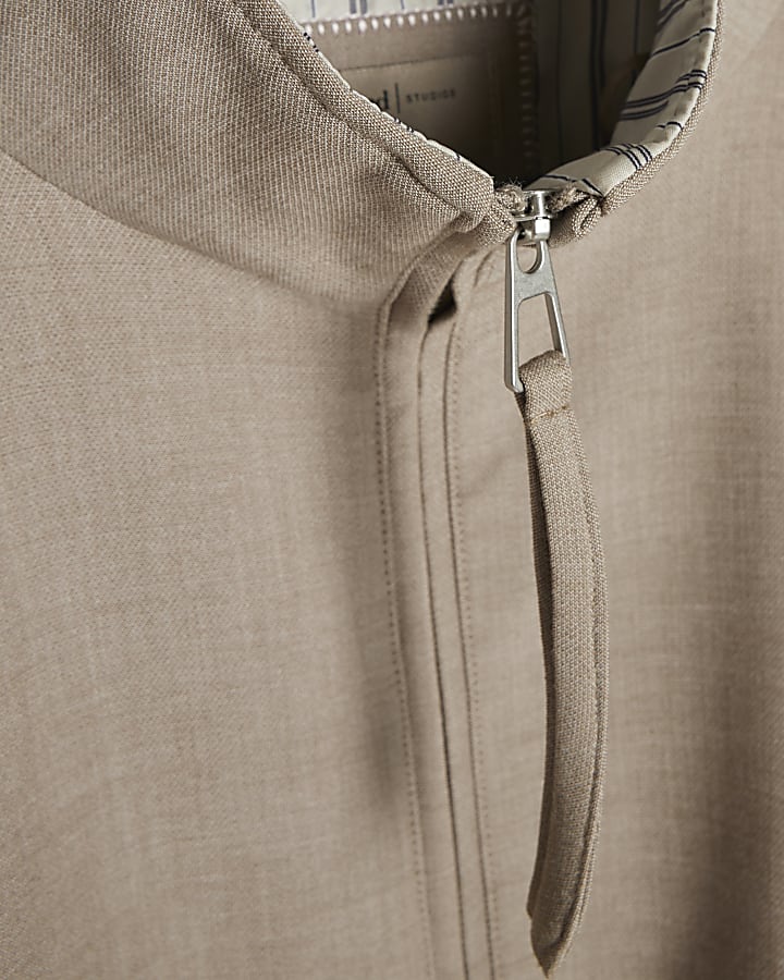 Grey Hybrid Detail Tailored Bomber Jacket