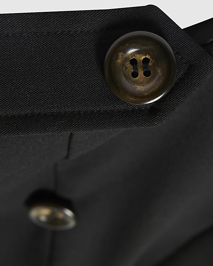 Black Button Detail Military Mini Dress