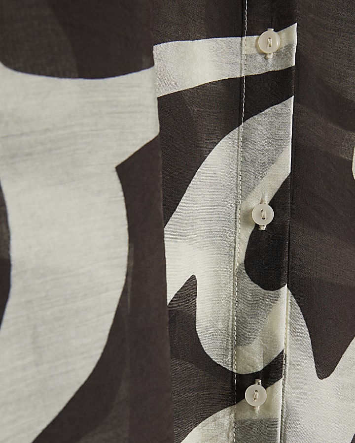 Cream Abstract Print Long Sleeve Shirt