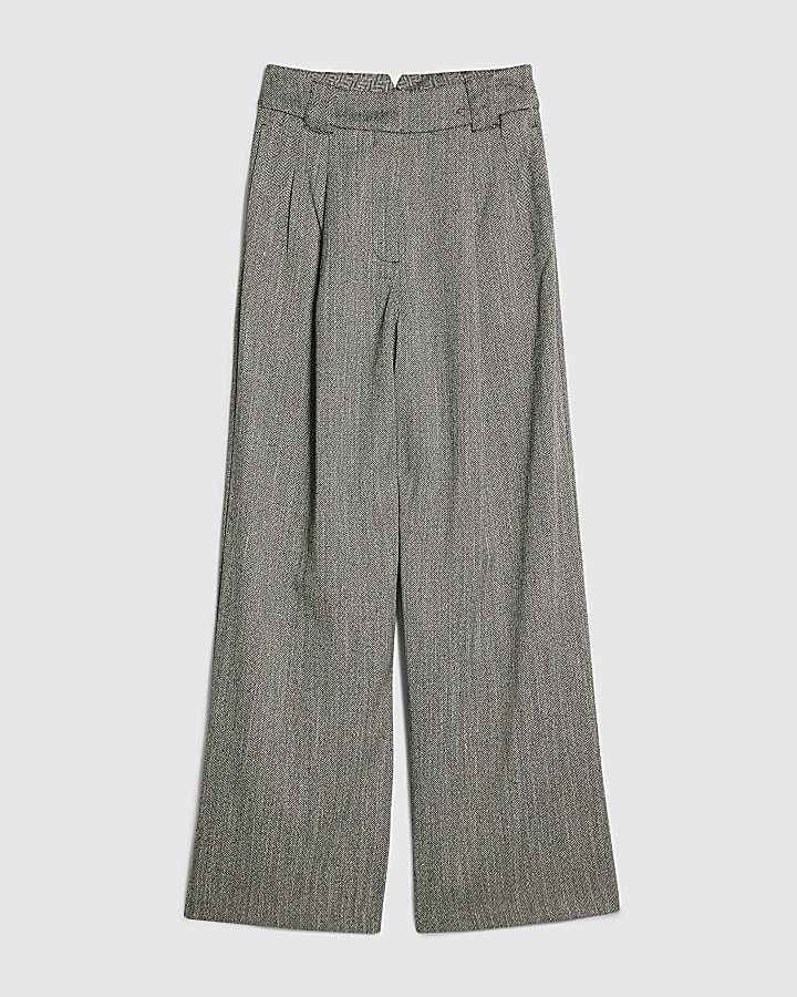 Grey Flecked Wide Leg Trousers