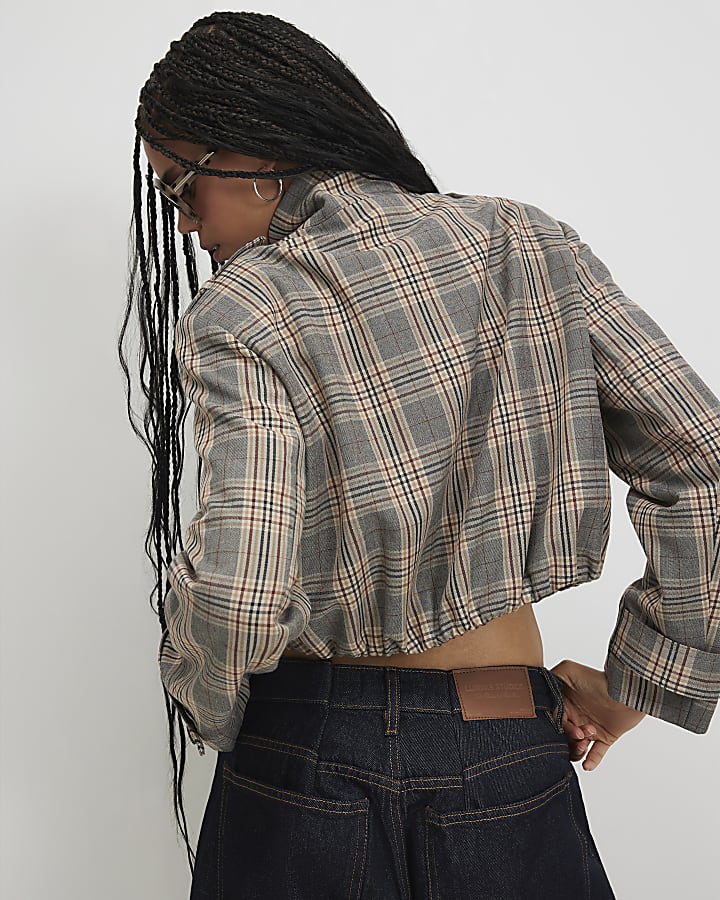 Grey Funnel Neck Bomber Jacket