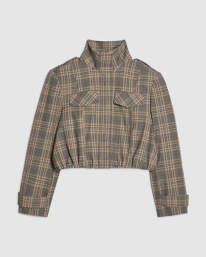 Grey Funnel Neck Bomber Jacket
