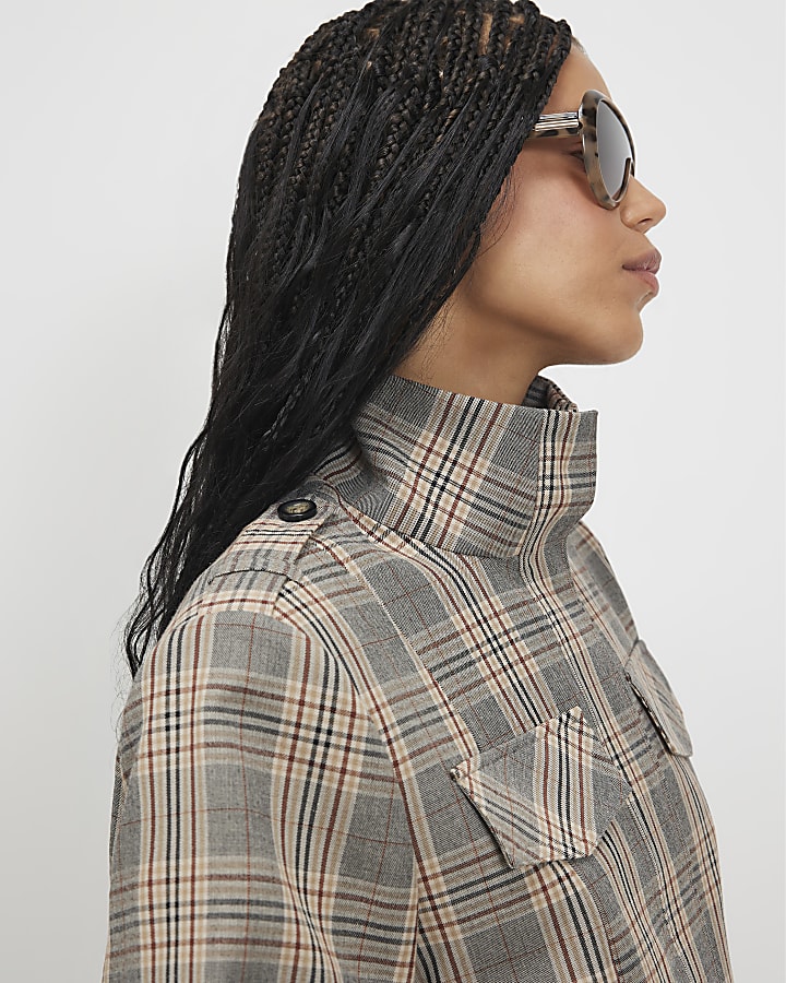 Grey Funnel Neck Bomber Jacket