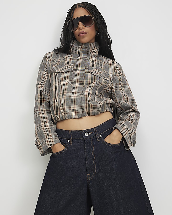 Grey Funnel Neck Bomber Jacket