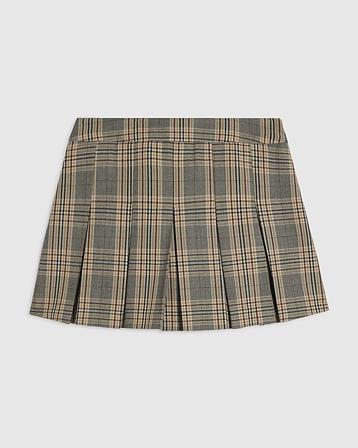 Grey Check Pleated Skort